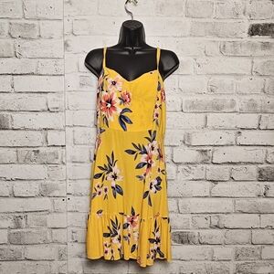 Old Navy Yellow Floral Sundress XL Spaghetti Strap Tiered Summer Dress